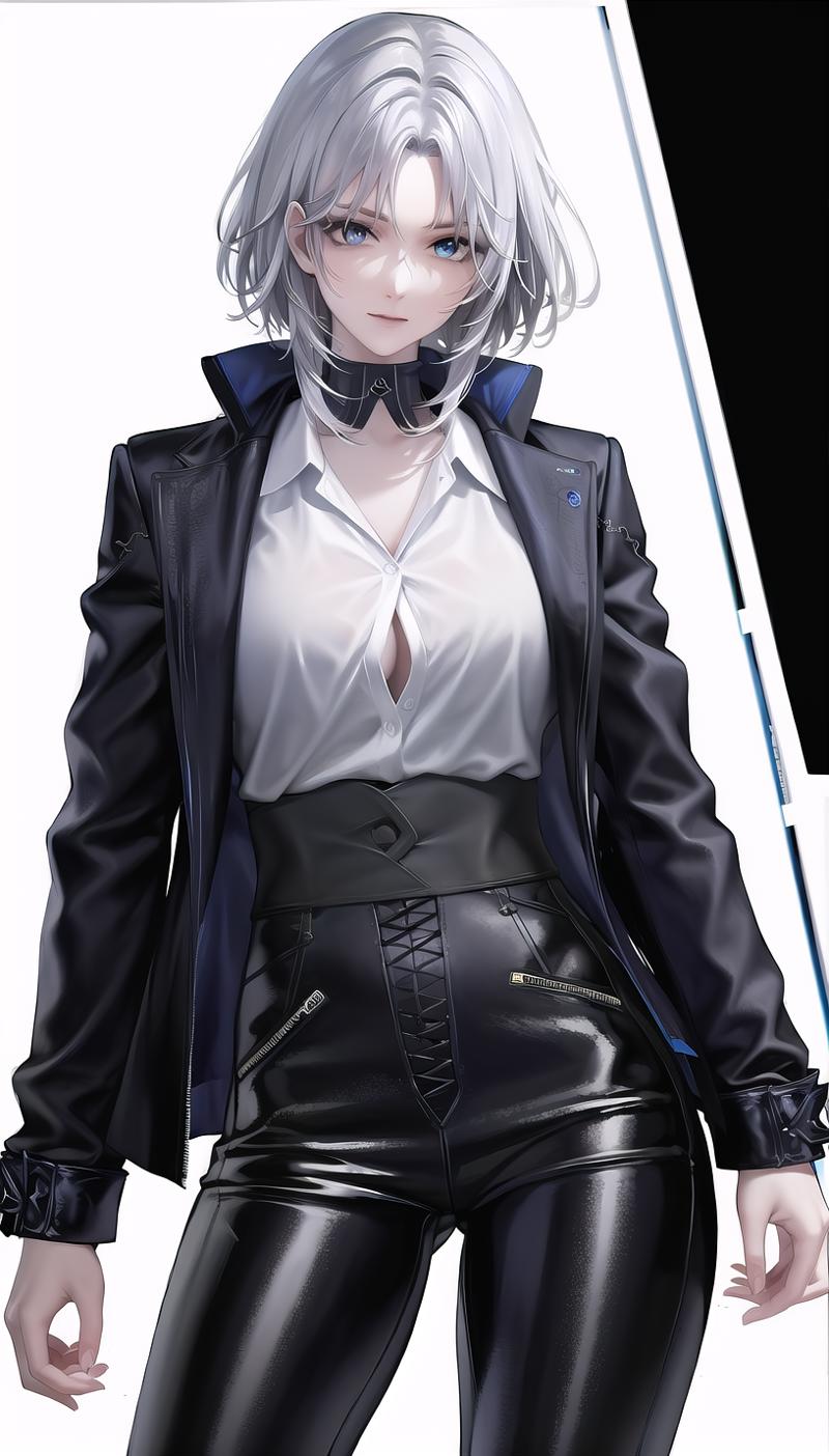 121062-1005671997-white hair,_white shirt,leather pants,blue long_coat, shiny clothes,_lady,mature female, cowboy shot,_(white background,simple b.png